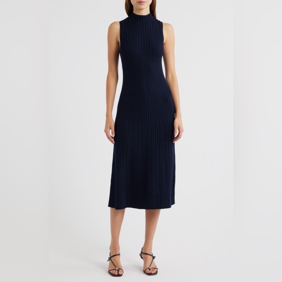 Theory Dresses & Skirts - Theory Black Cable Knit Wool Blend Sleeveless Midi Dress